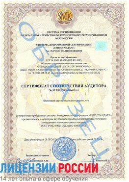 Образец сертификата соответствия аудитора №ST.RU.EXP.00006191-1 Котельники Сертификат ISO 50001
